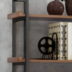 Libreria espositiva industriale a 5 ripiani in metallo e legno marrone