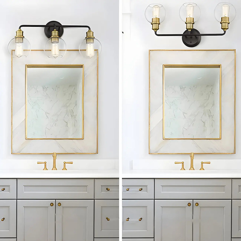 Applique murale industrielle en métal noir et verre avec dôme pour salle de bain