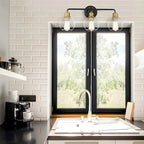 Applique murale industrielle en métal noir et verre avec dôme pour salle de bain