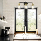 Applique murale industrielle en métal noir et verre avec dôme pour salle de bain