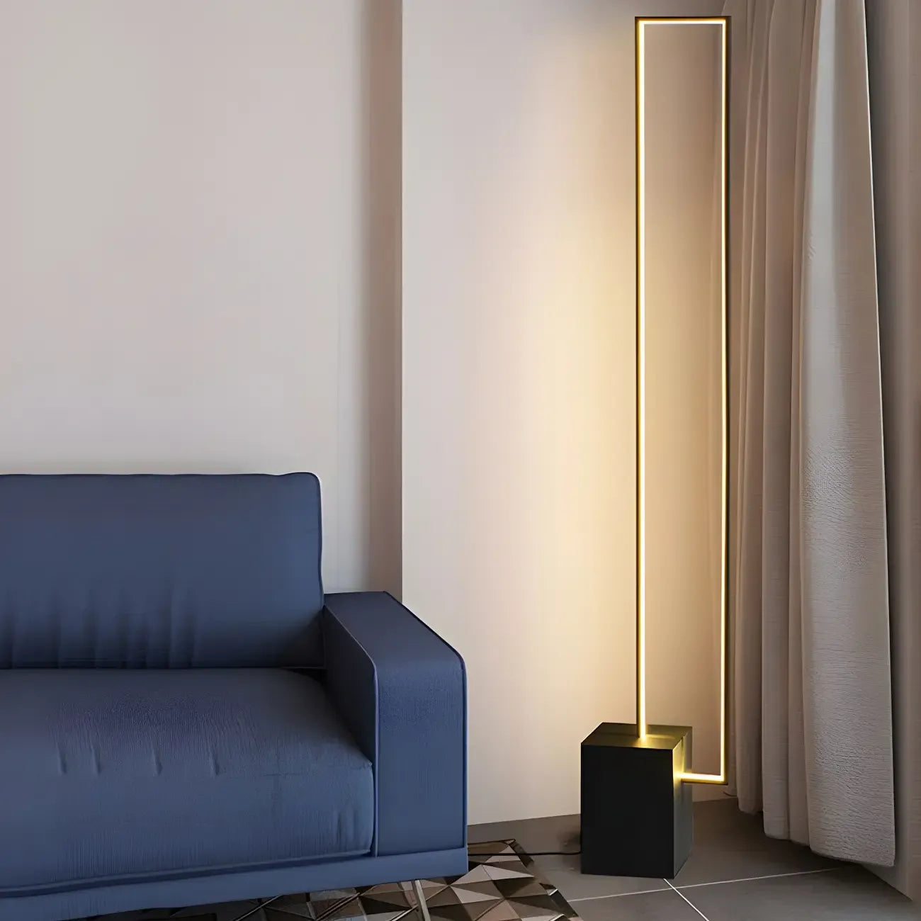 Lampadaire rectangulaire à LED avec variateur RGB pour salon