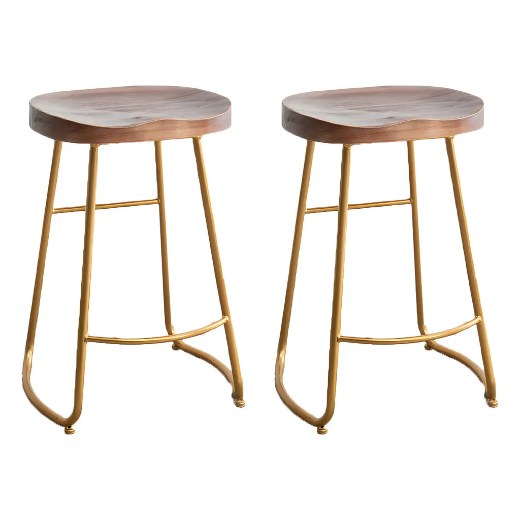 Tabourets de bar glamour confortables en métal et bois, hauteur comptoir
