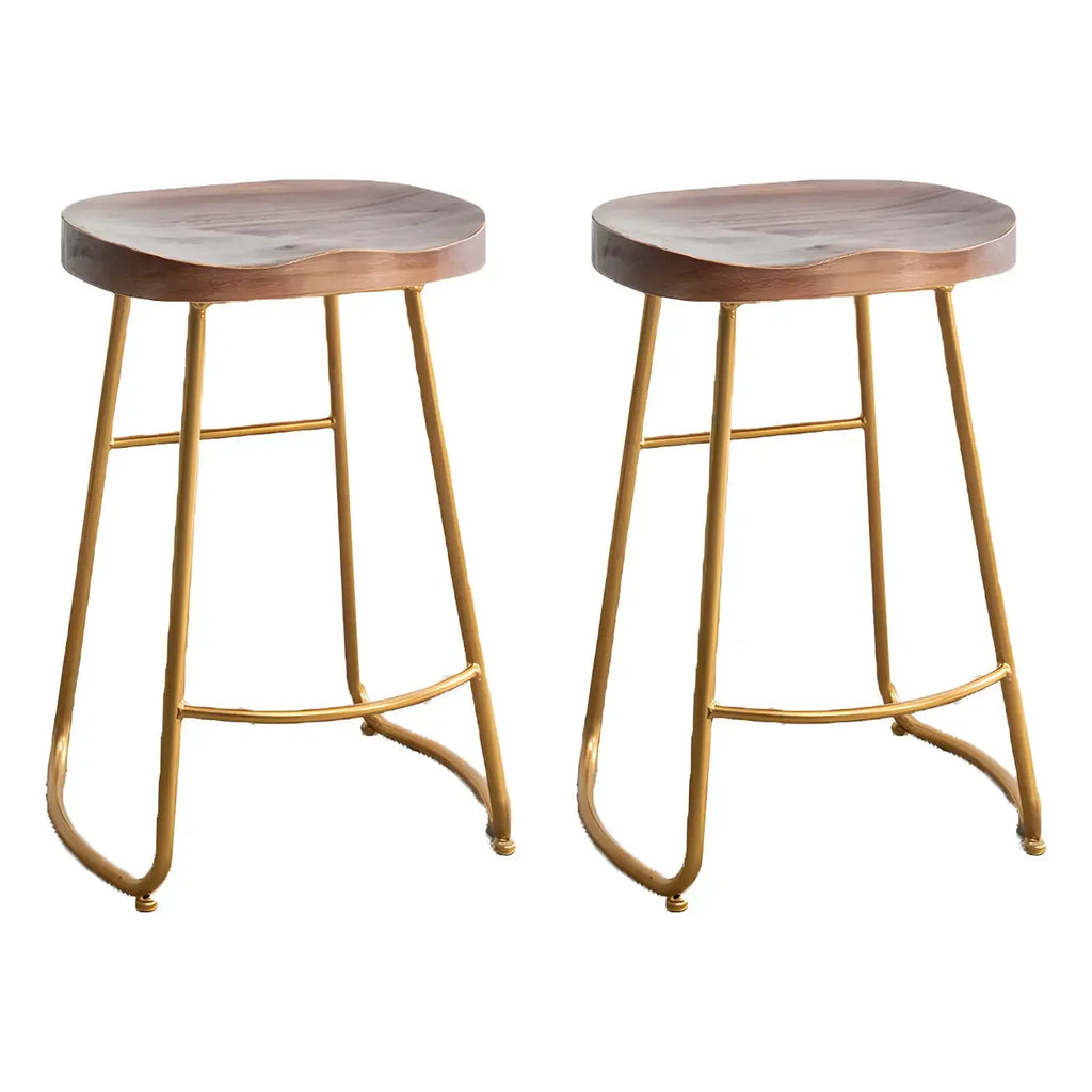 Tabourets de bar glamour confortables en métal et bois, hauteur comptoir