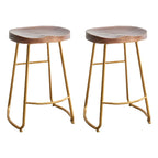 Tabourets de bar glamour confortables en métal et bois, hauteur comptoir