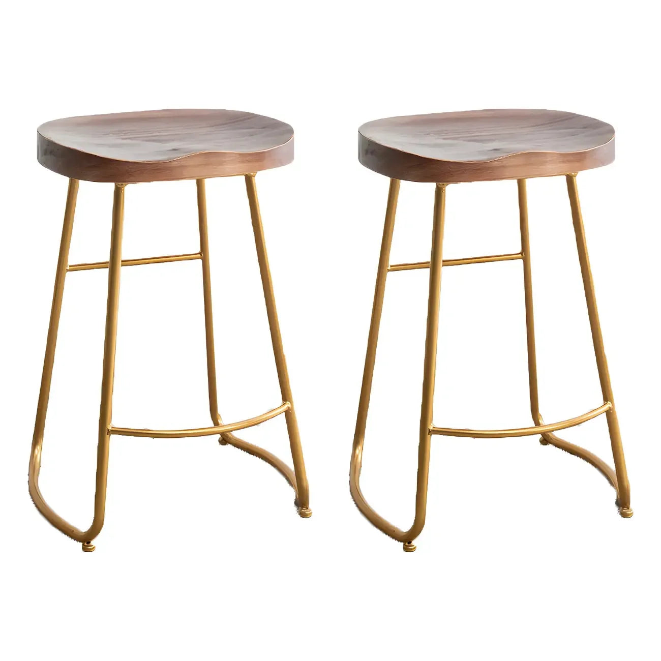 Tabourets de bar glamour confortables en métal et bois, hauteur comptoir