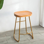 Tabourets de bar glamour confortables en métal et bois, hauteur comptoir