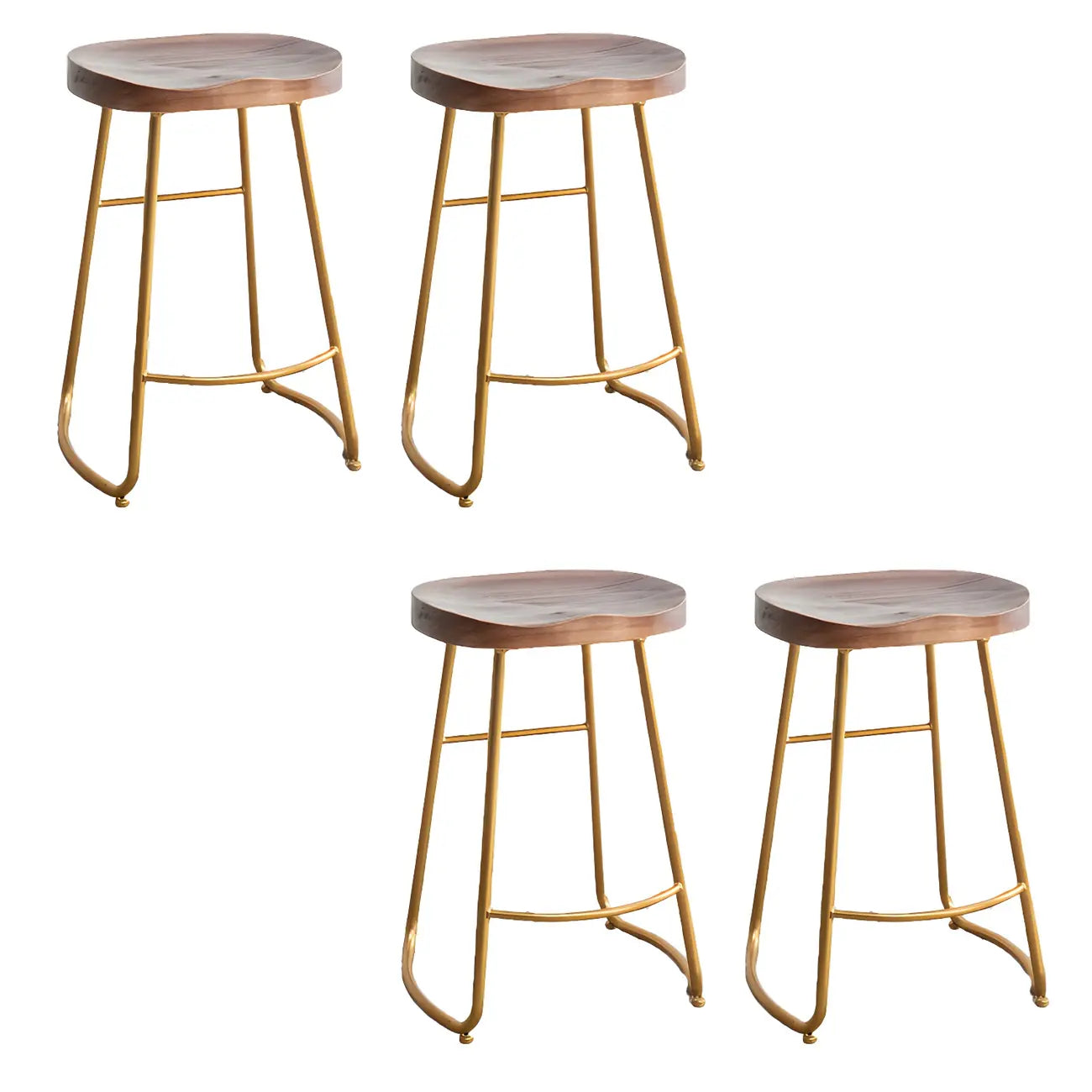 Tabourets de bar glamour confortables en métal et bois, hauteur comptoir