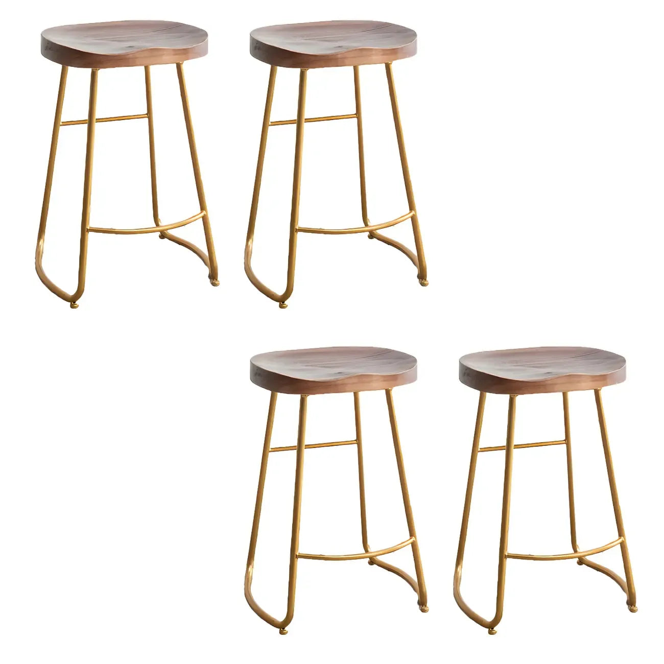 Tabourets de bar glamour confortables en métal et bois, hauteur comptoir