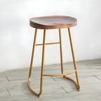 Tabourets de bar glamour confortables en métal et bois, hauteur comptoir