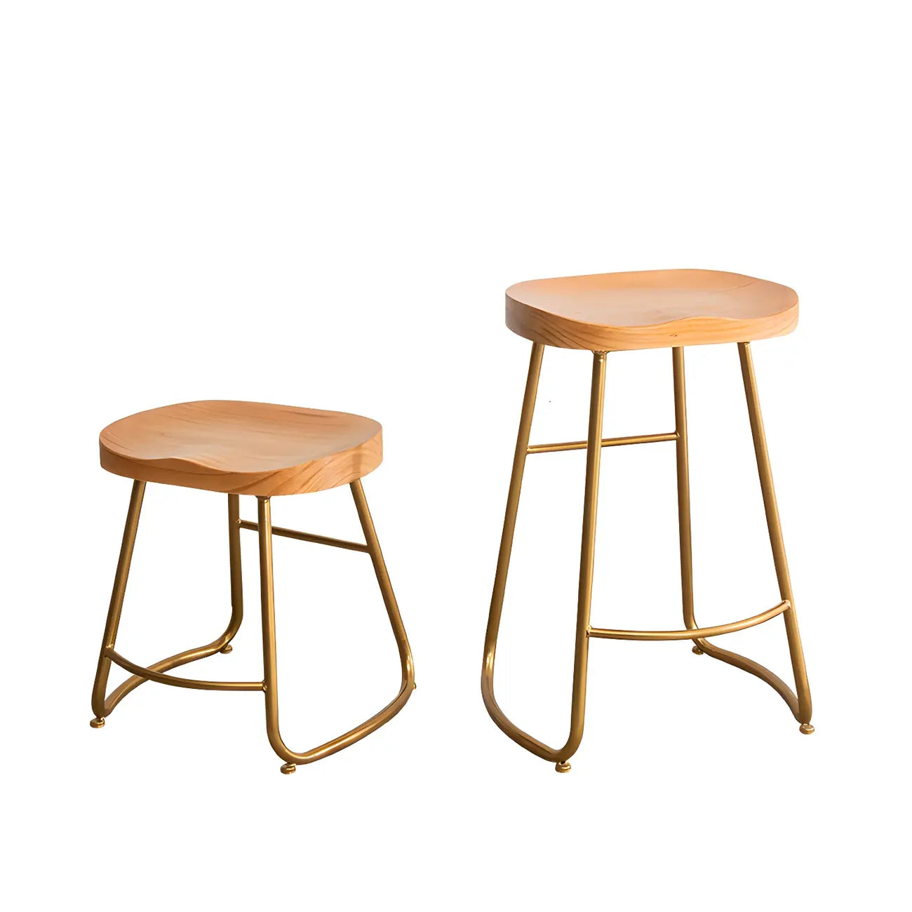 Tabourets de bar glamour confortables en métal et bois, hauteur comptoir