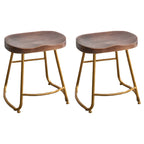 Tabourets de bar glamour confortables en métal et bois, hauteur comptoir