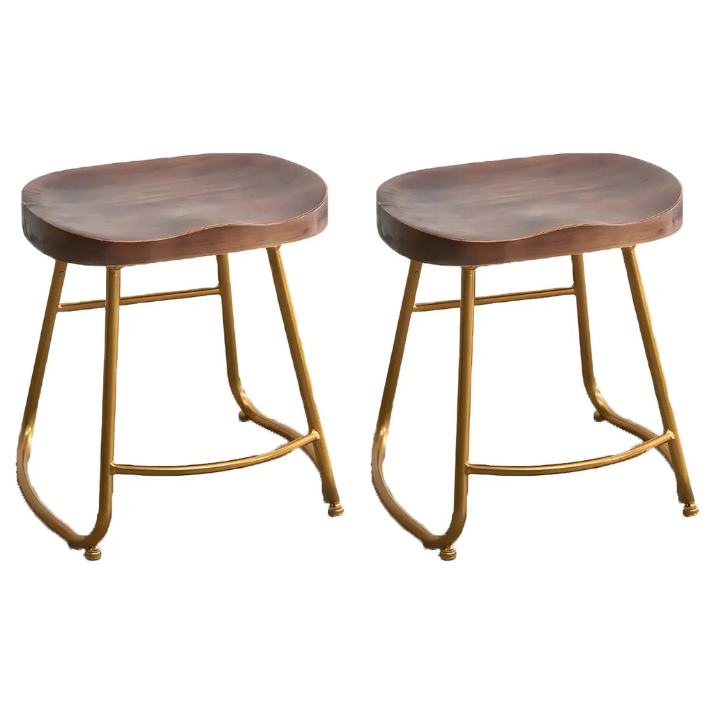 Tabourets de bar glamour confortables en métal et bois, hauteur comptoir