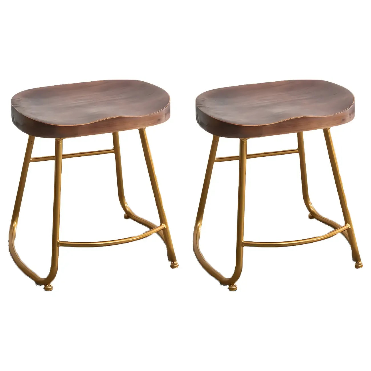 Tabourets de bar glamour confortables en métal et bois, hauteur comptoir