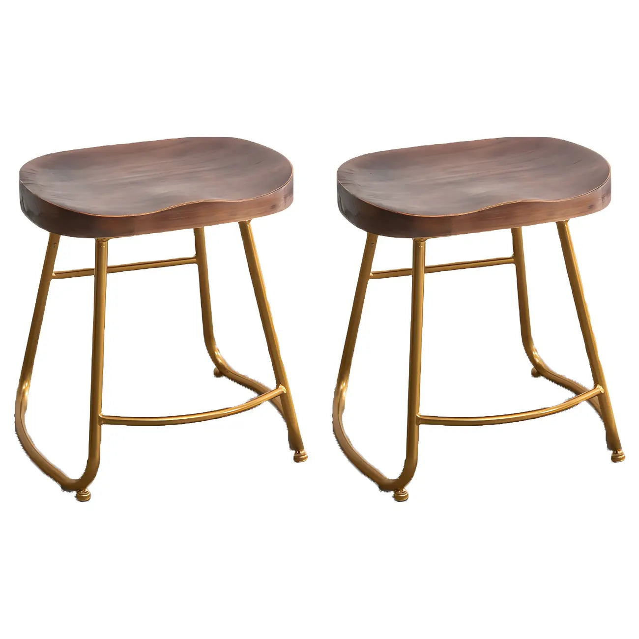 Tabourets de bar glamour confortables en métal et bois, hauteur comptoir