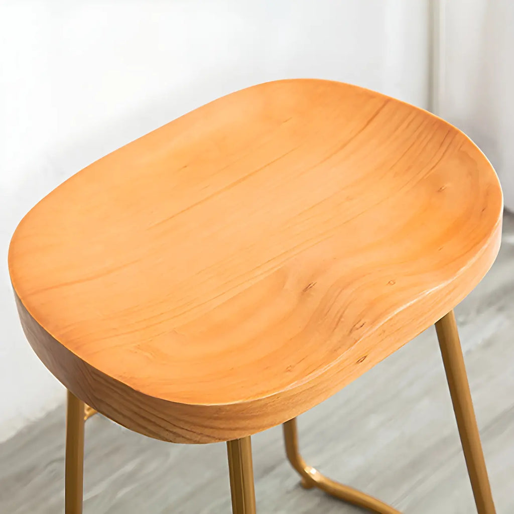 Tabourets de bar glamour confortables en métal et bois, hauteur comptoir