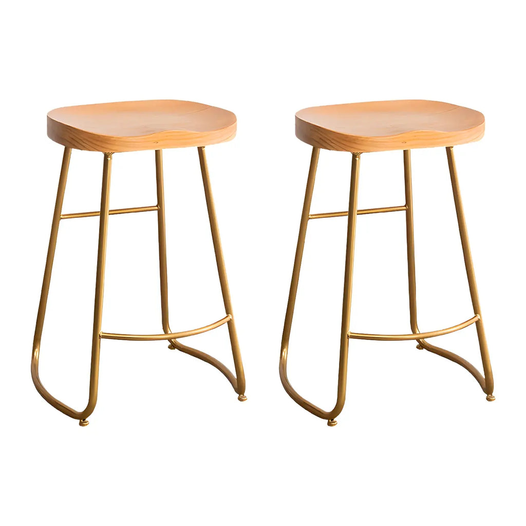 Tabourets de bar glamour confortables en métal et bois, hauteur comptoir