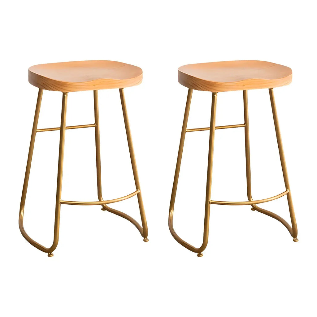 Tabourets de bar glamour confortables en métal et bois, hauteur comptoir