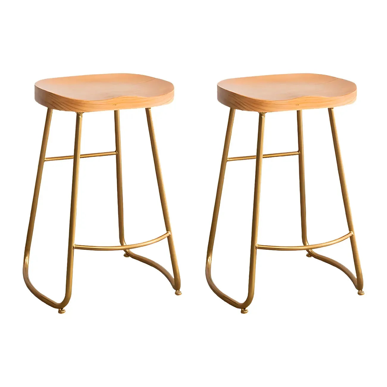 Tabourets de bar glamour confortables en métal et bois, hauteur comptoir
