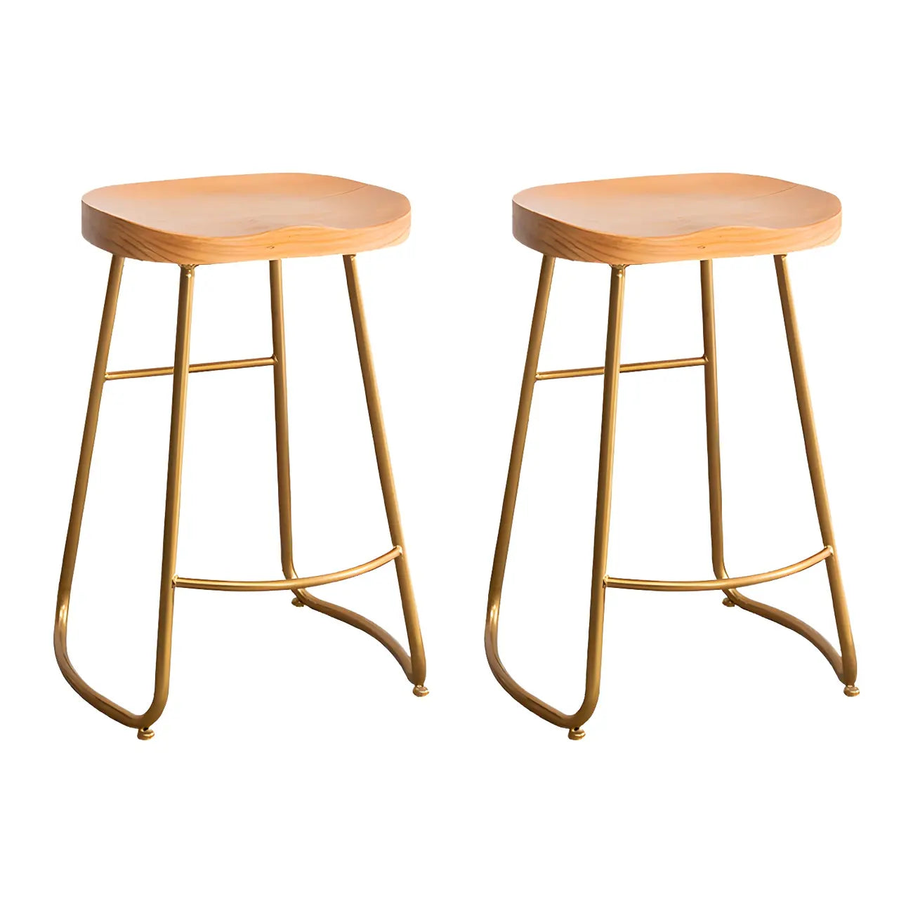 Tabourets de bar glamour confortables en métal et bois, hauteur comptoir