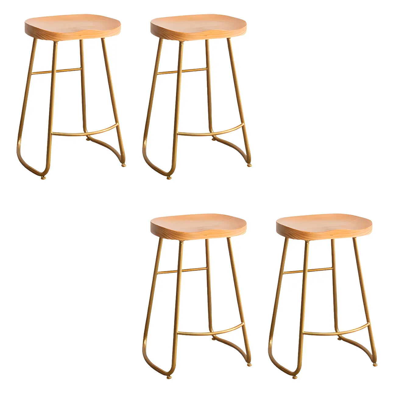Tabourets de bar glamour confortables en métal et bois, hauteur comptoir