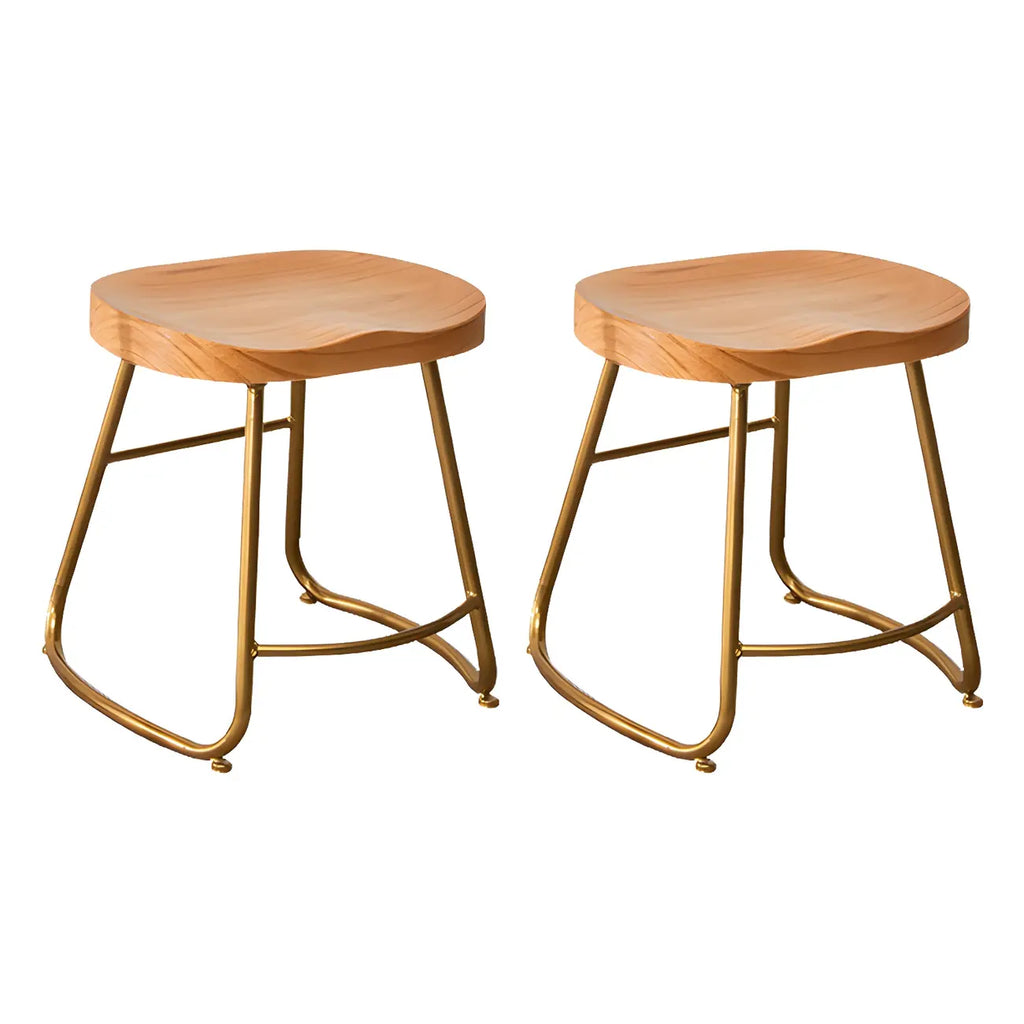Tabourets de bar glamour confortables en métal et bois, hauteur comptoir