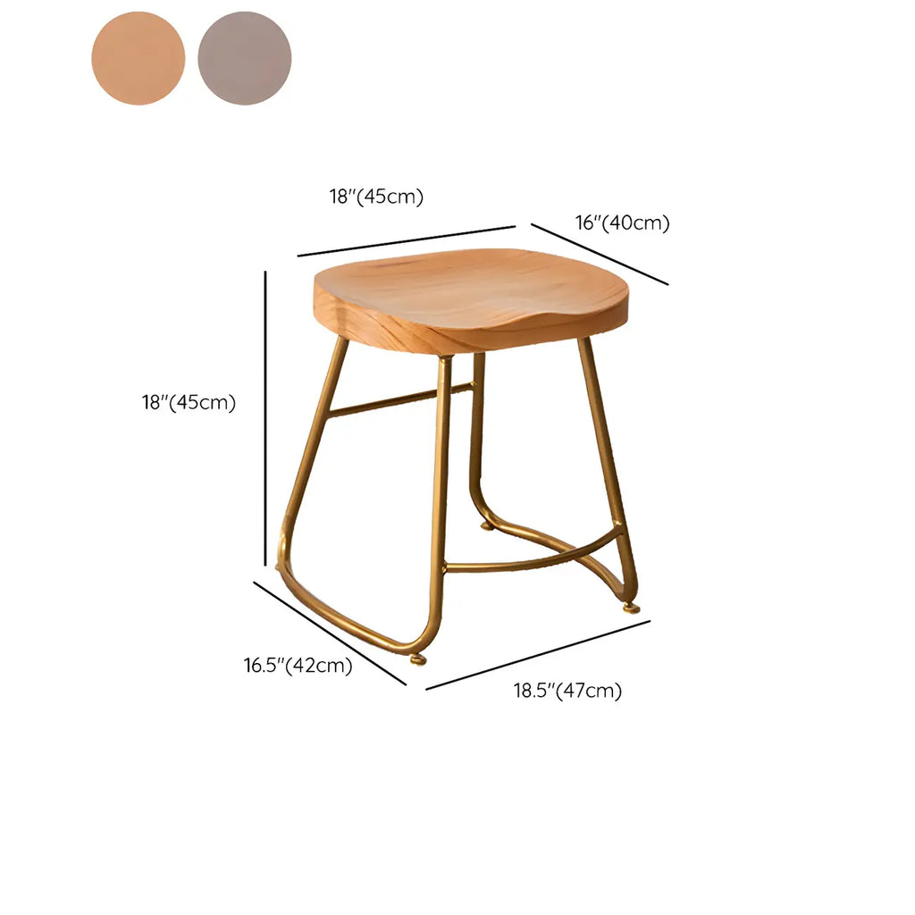 Tabourets de bar glamour confortables en métal et bois, hauteur comptoir