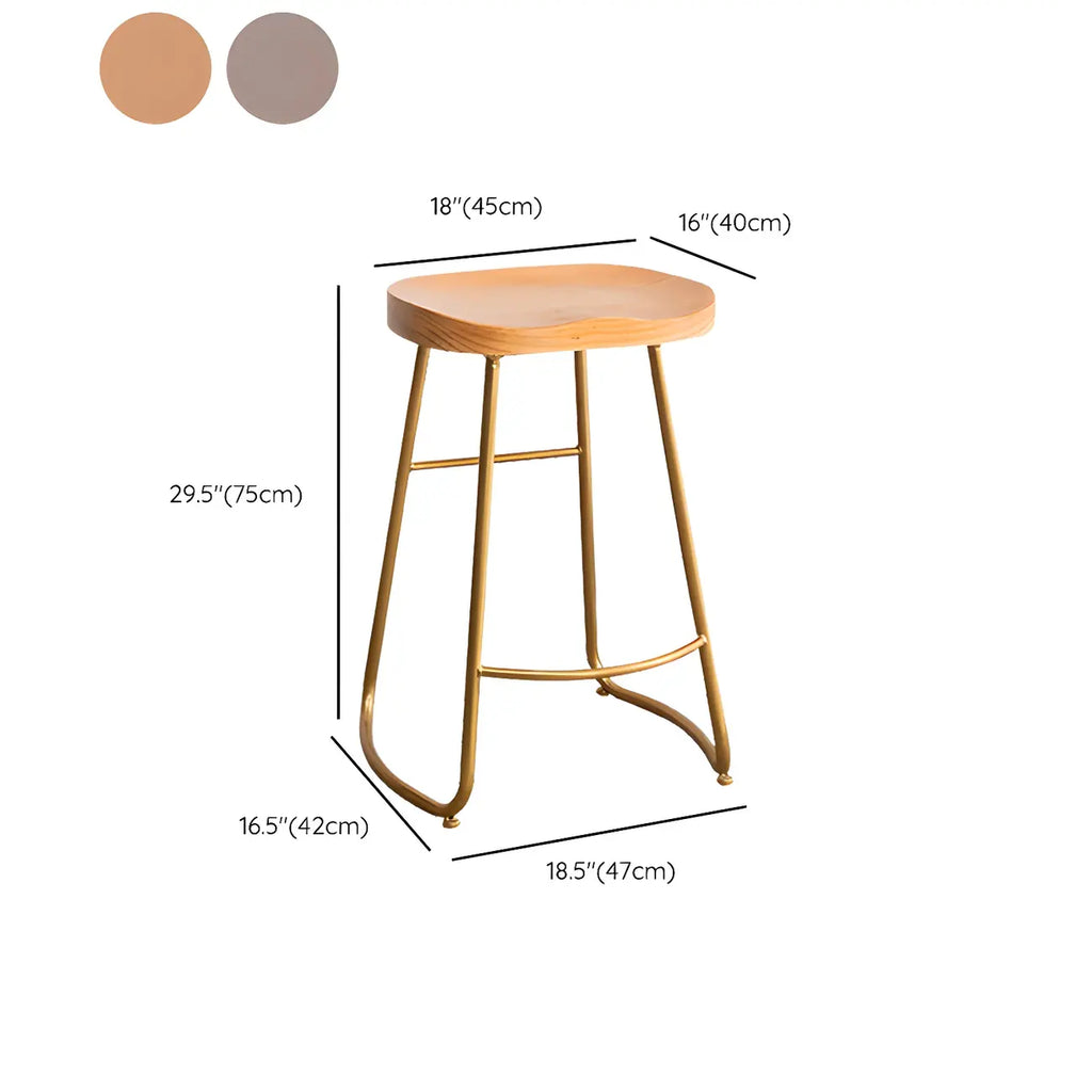 Tabourets de bar glamour confortables en métal et bois, hauteur comptoir