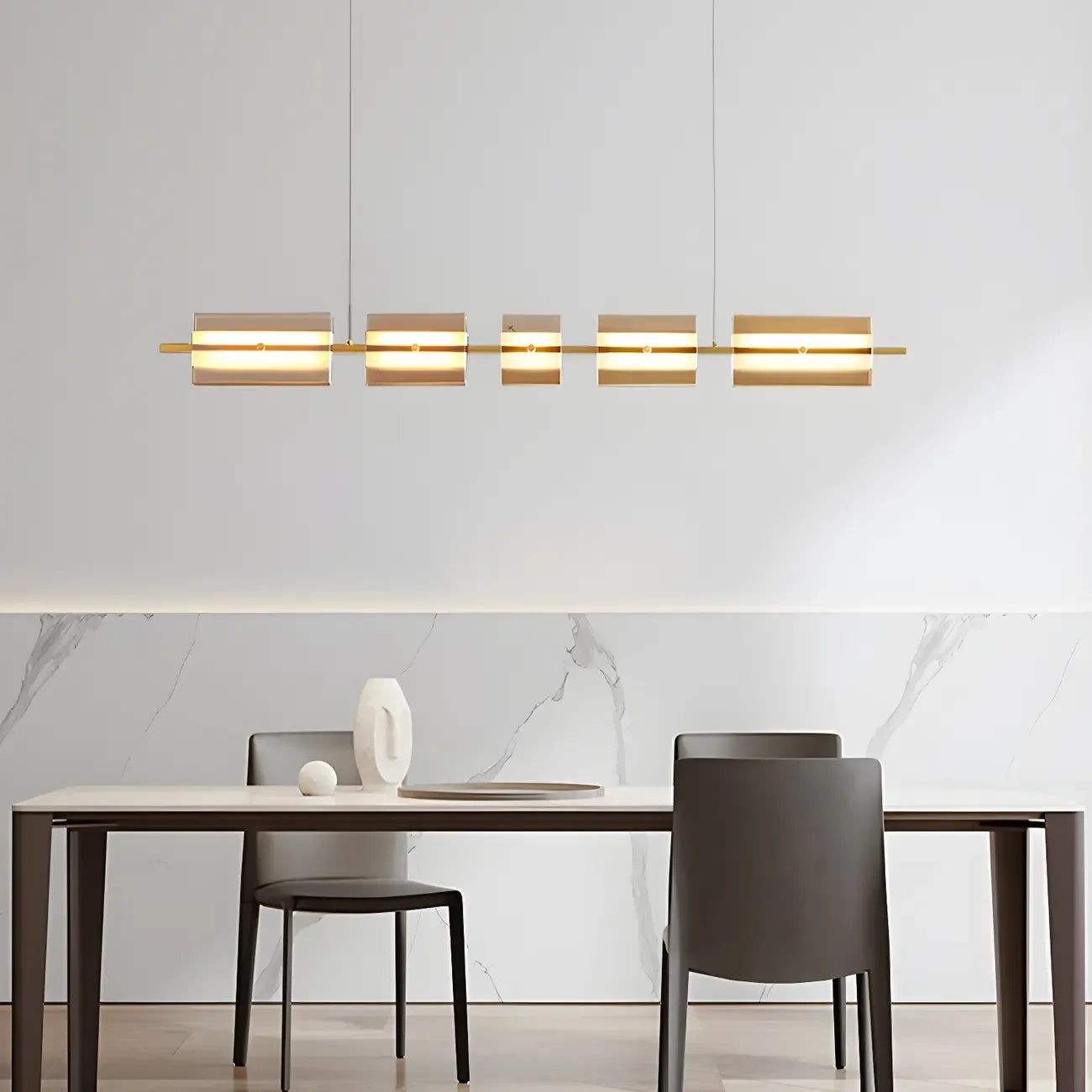 Suspension rectangulaire moderne et épurée en verre