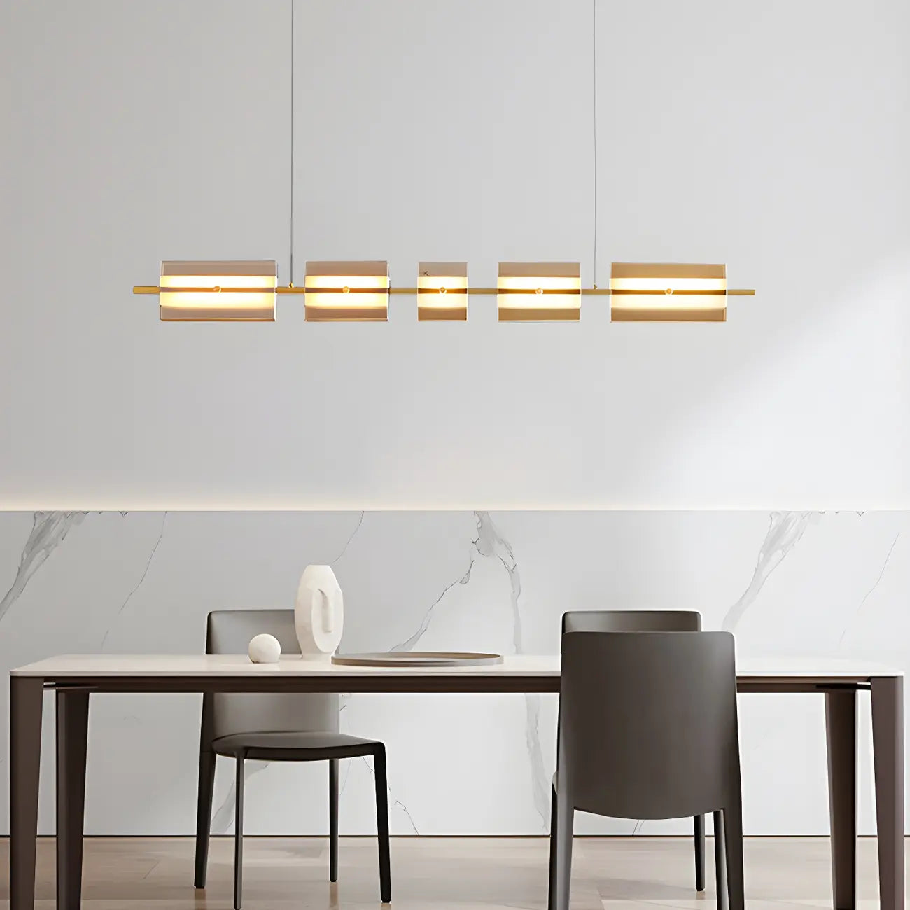 Suspension rectangulaire moderne et épurée en verre