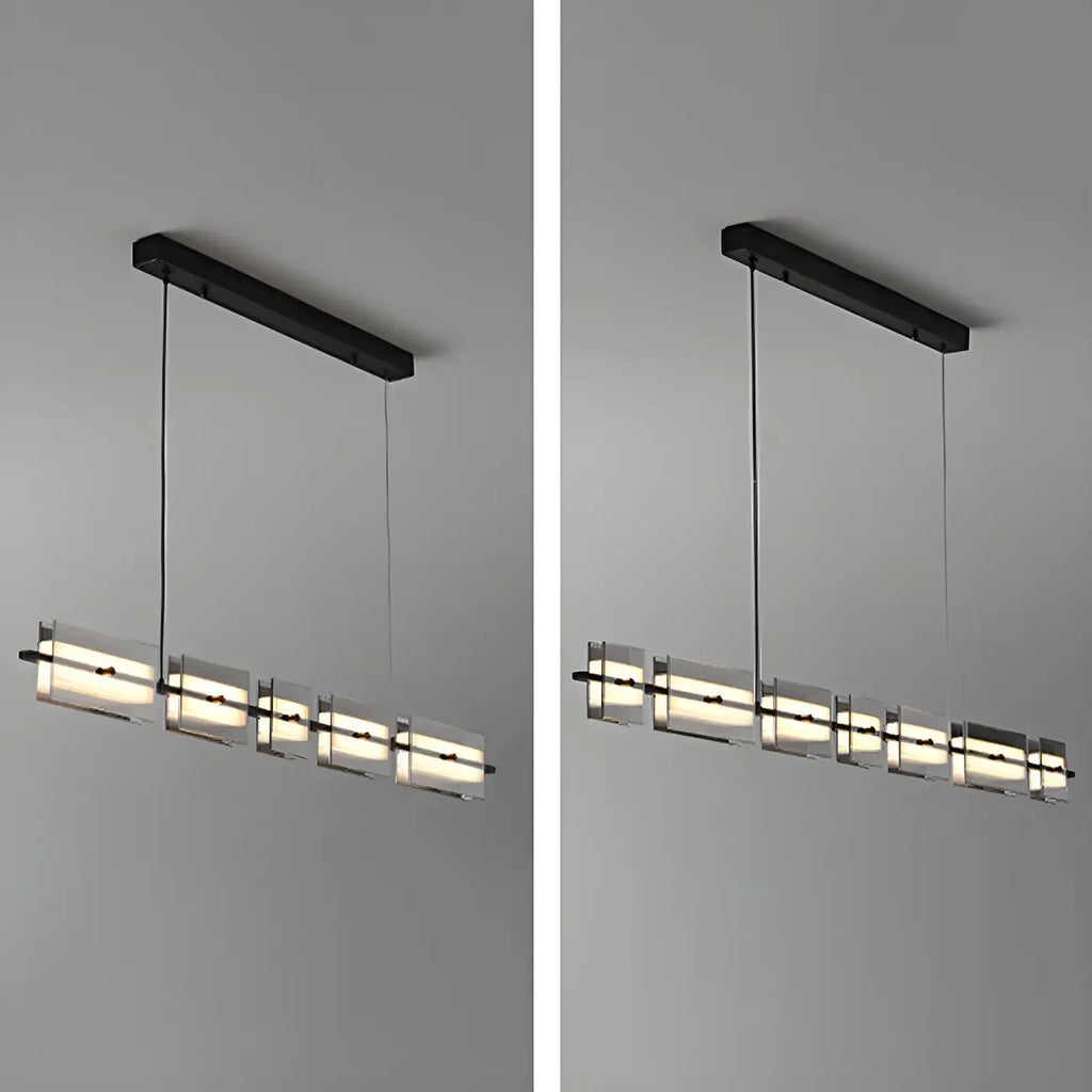 Suspension rectangulaire moderne et épurée en verre