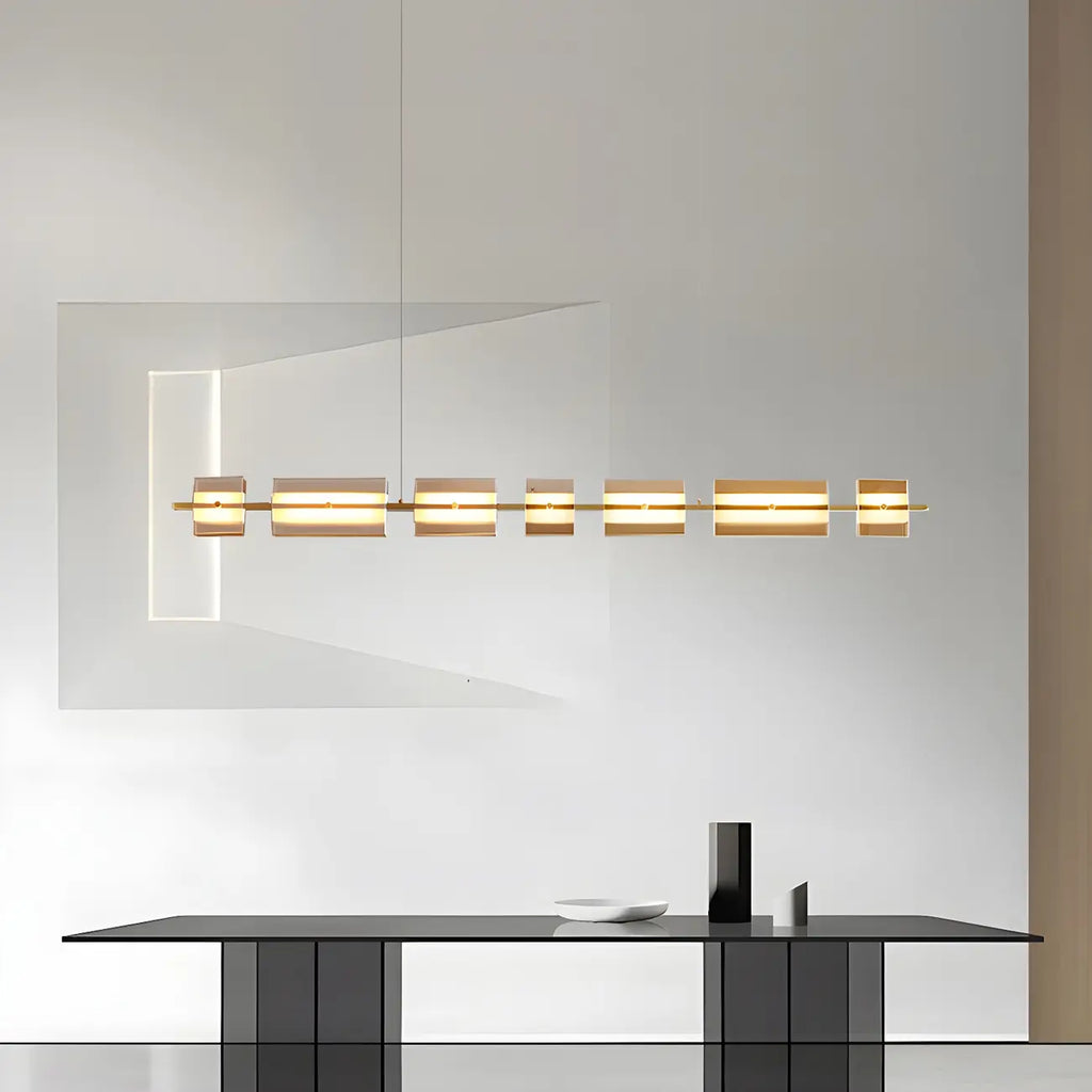 Suspension rectangulaire moderne et épurée en verre