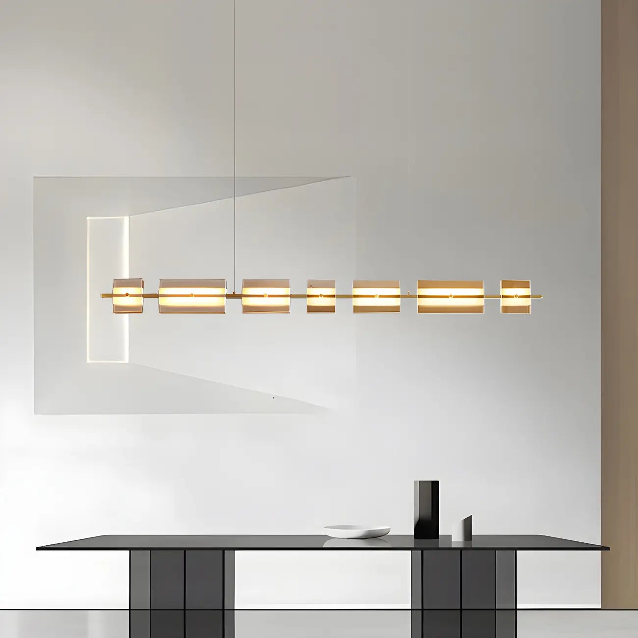 Suspension rectangulaire moderne et épurée en verre