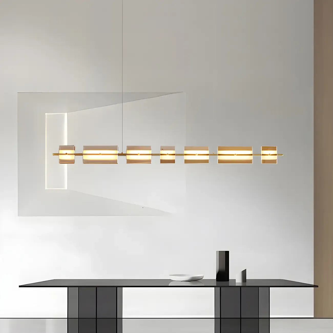 Suspension rectangulaire moderne et épurée en verre