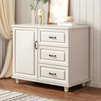 Commode combinée en bois blanc-brun et métal, style classique