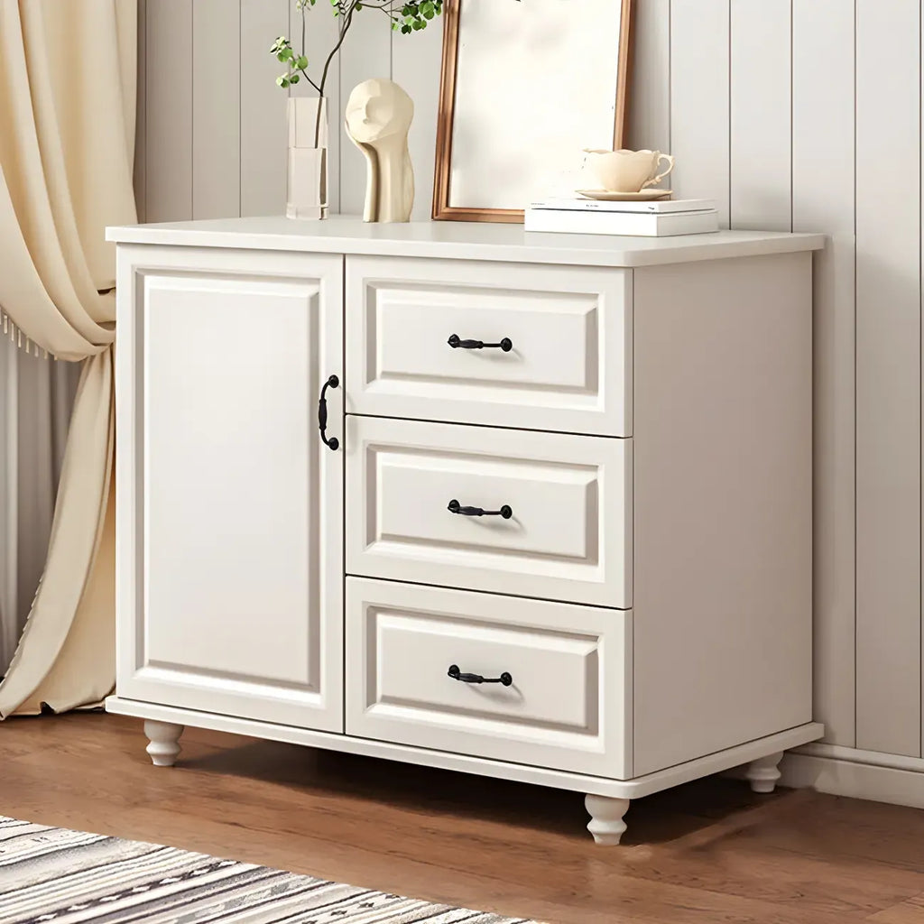 Commode combinée en bois blanc-brun et métal, style classique