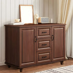 Commode combinée en bois blanc-brun et métal, style classique