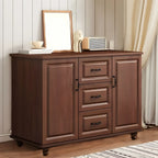 Commode combinée en bois blanc-brun et métal, style classique