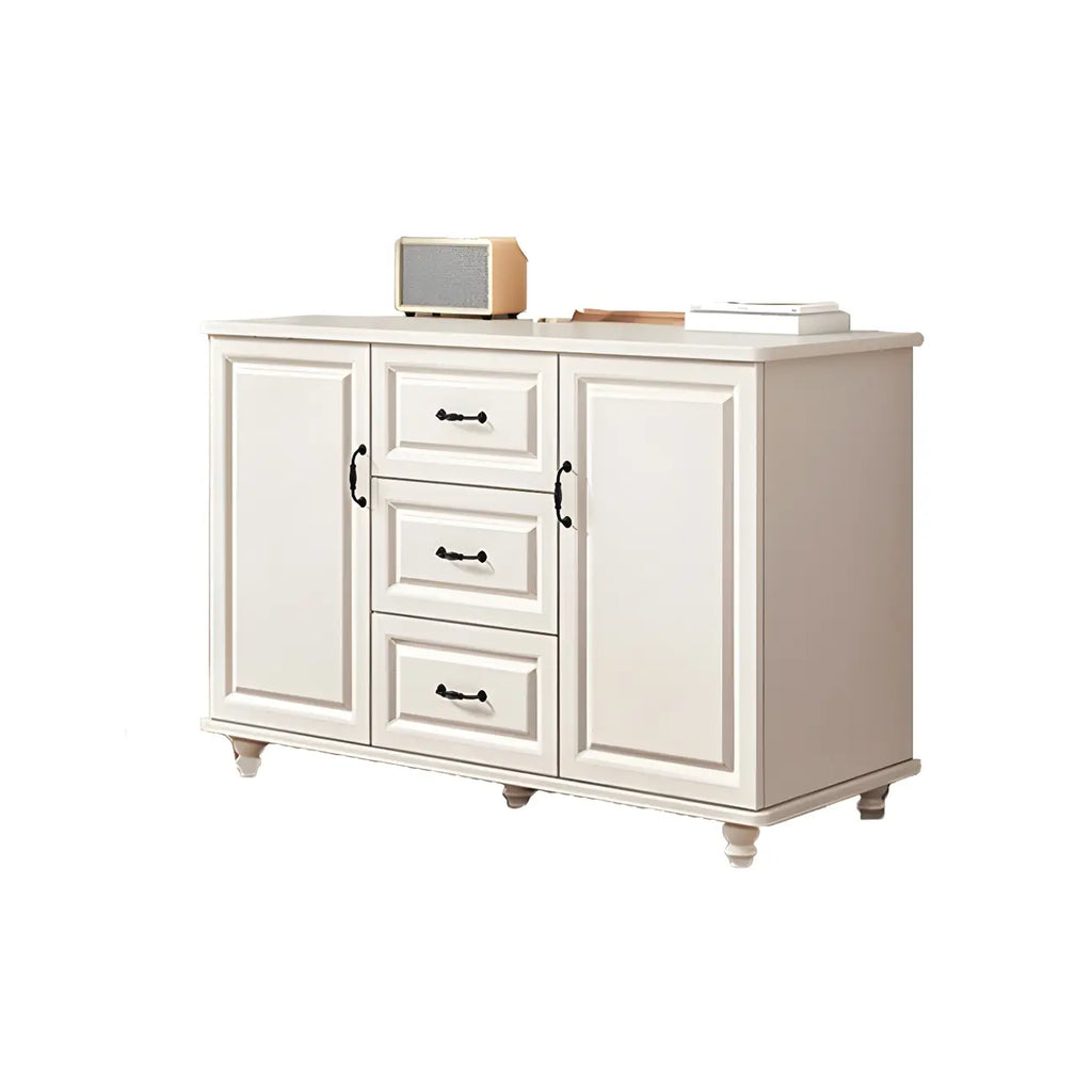 Commode combinée en bois blanc-brun et métal, style classique