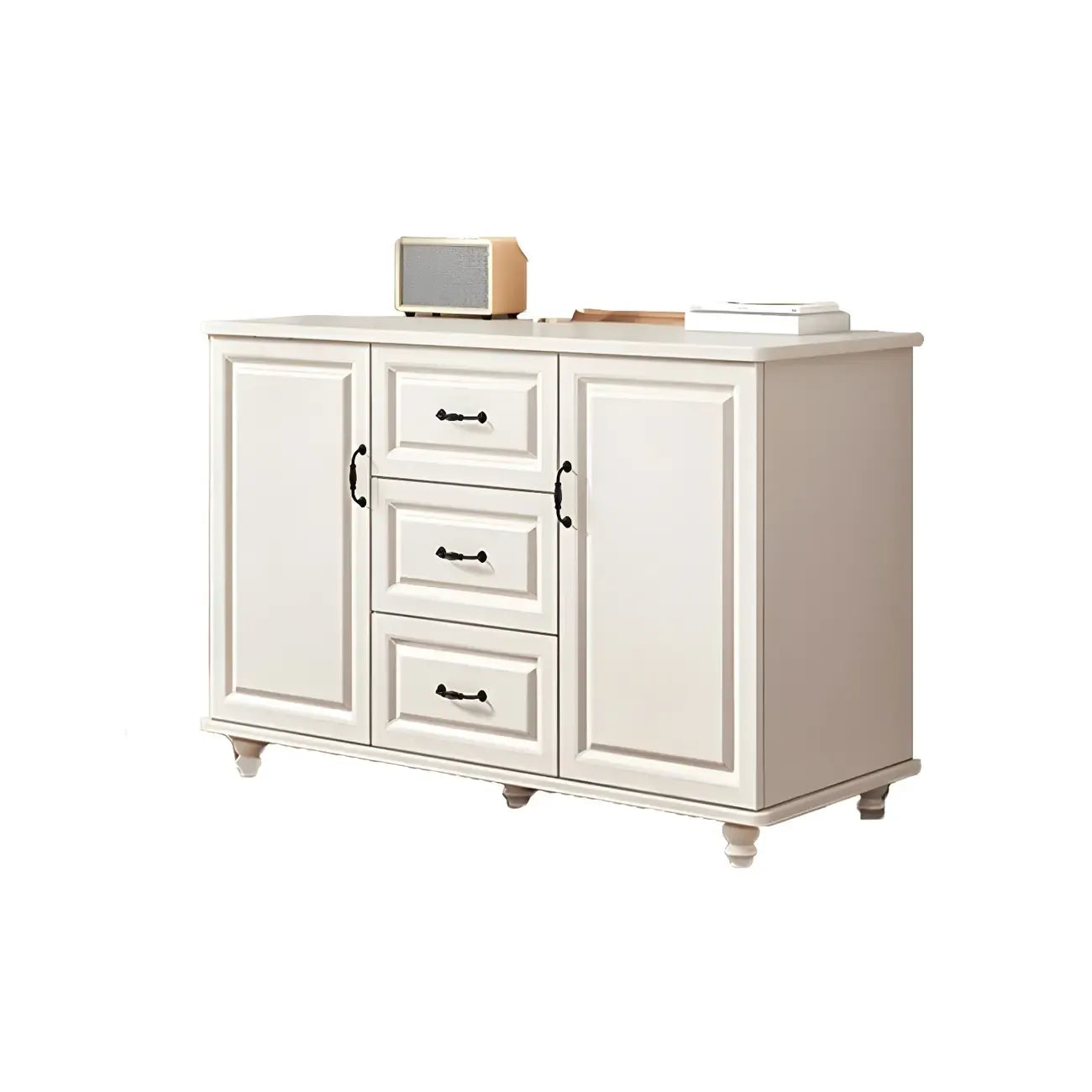 Commode combinée en bois blanc-brun et métal, style classique
