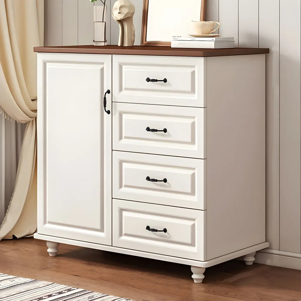 Commode combinée en bois blanc-brun et métal, style classique