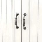 Commode combinée en bois blanc-brun et métal, style classique