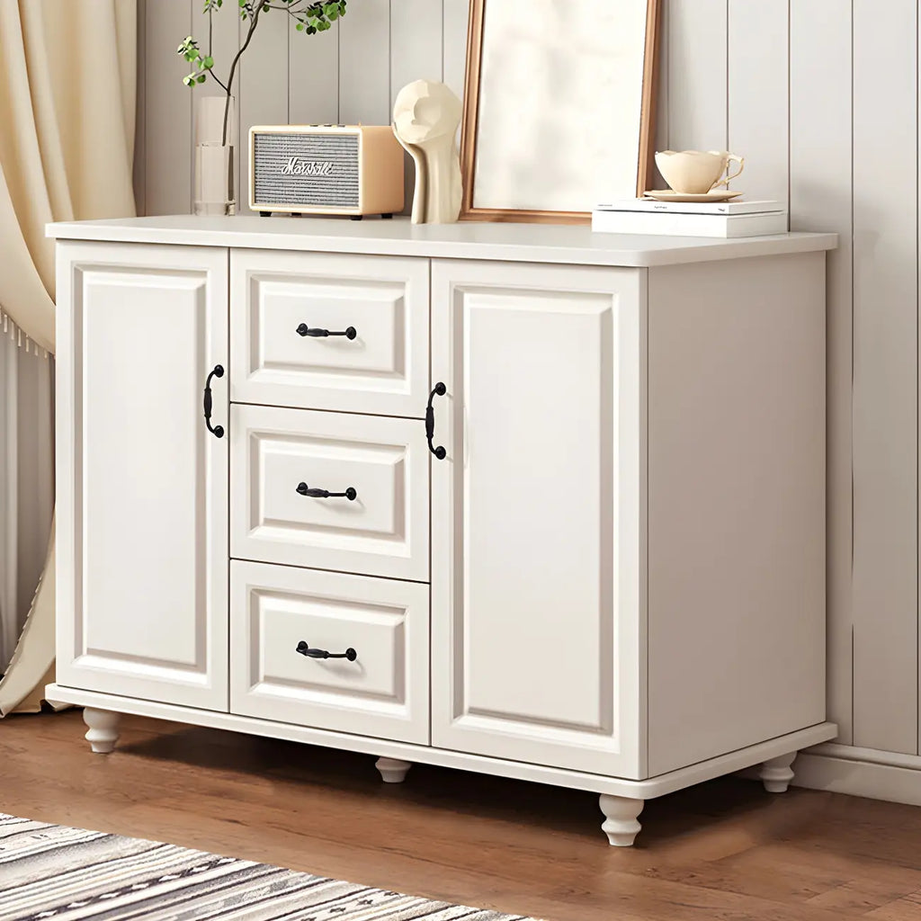 Commode combinée en bois blanc-brun et métal, style classique