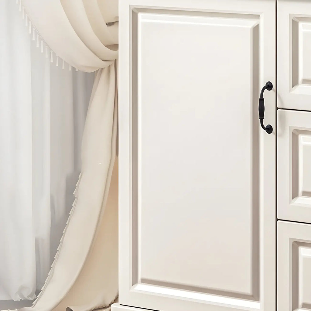 Commode combinée en bois blanc-brun et métal, style classique