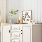 Commode combinée en bois blanc-brun et métal, style classique