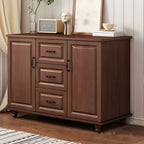 Commode combinée en bois blanc-brun et métal, style classique