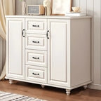 Commode combinée en bois blanc-brun et métal, style classique