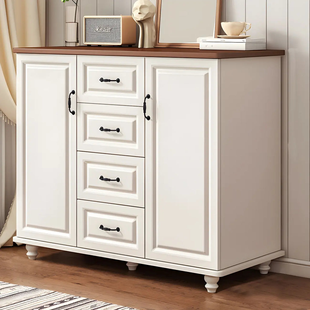 Commode combinée en bois blanc-brun et métal, style classique