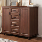 Commode combinée en bois blanc-brun et métal, style classique