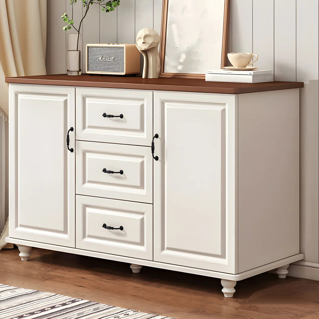 Commode combinée en bois blanc-brun et métal, style classique