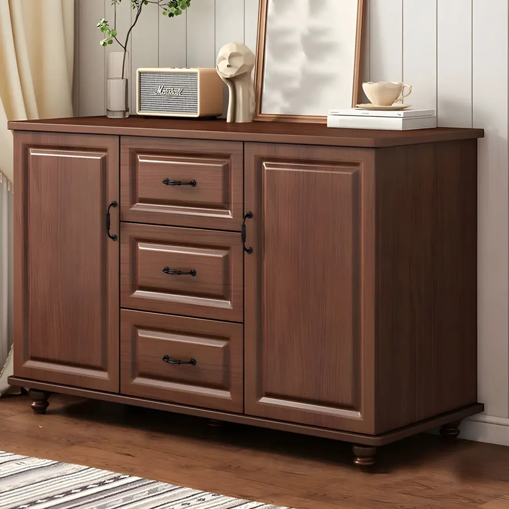 Commode combinée en bois blanc-brun et métal, style classique